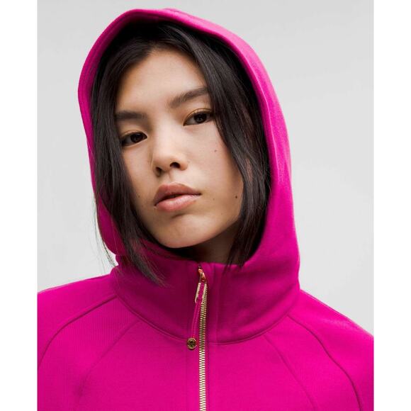 Lululemon Hoodie Women M/L Scuba Oversized Half Zip Ripened Raspberry Cropped - Picture 4 of 16